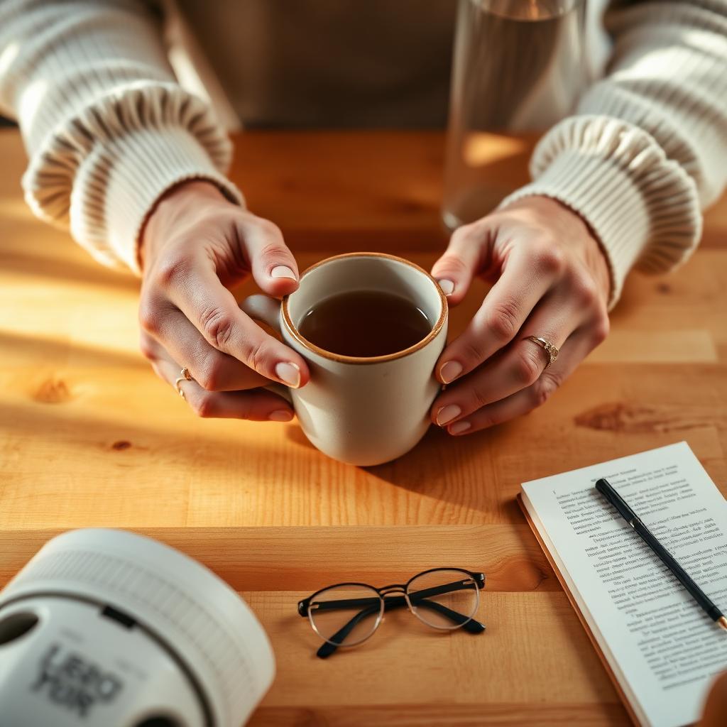 Two people sharing tea at a kitchen table