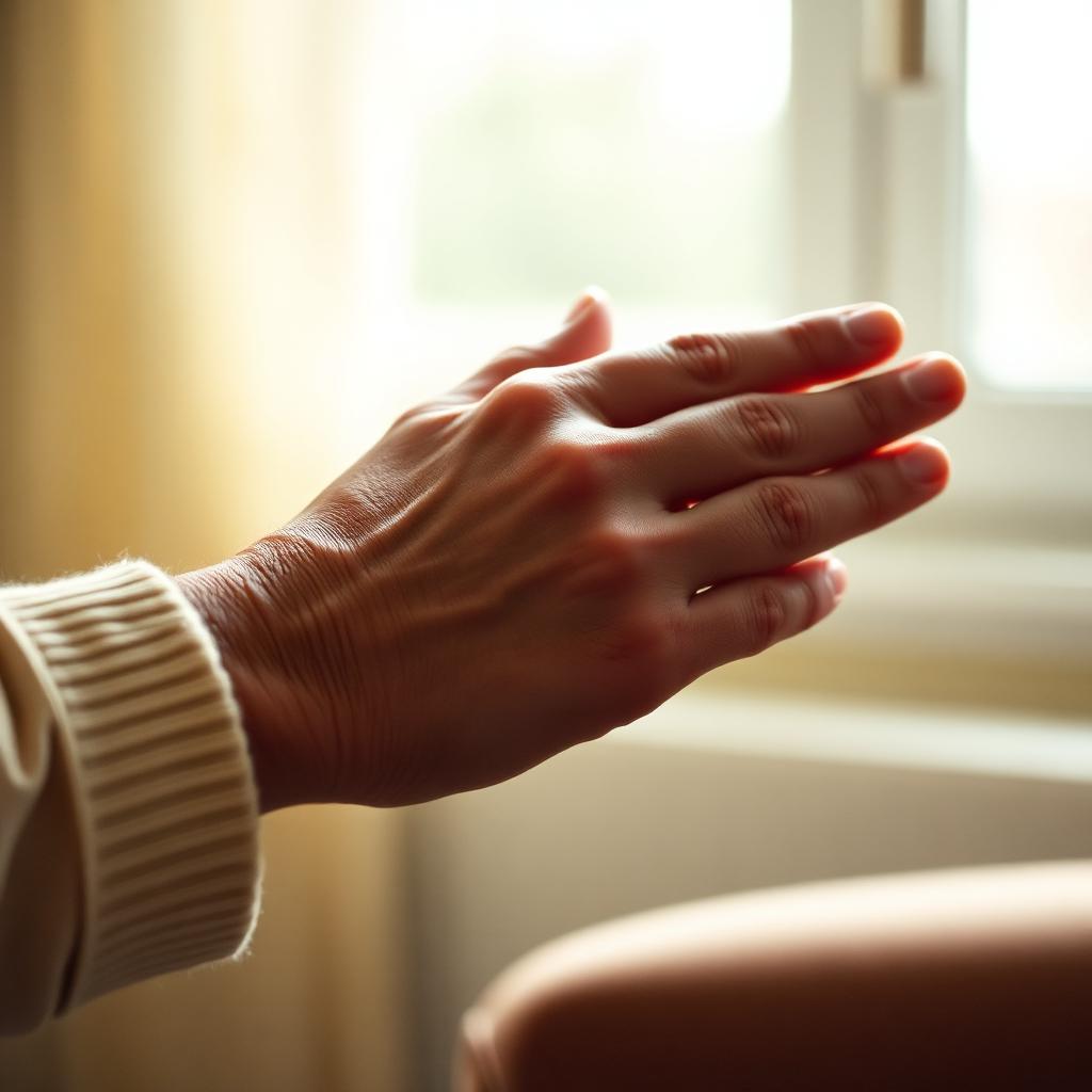 A caregiver's hands offered in gentle support
